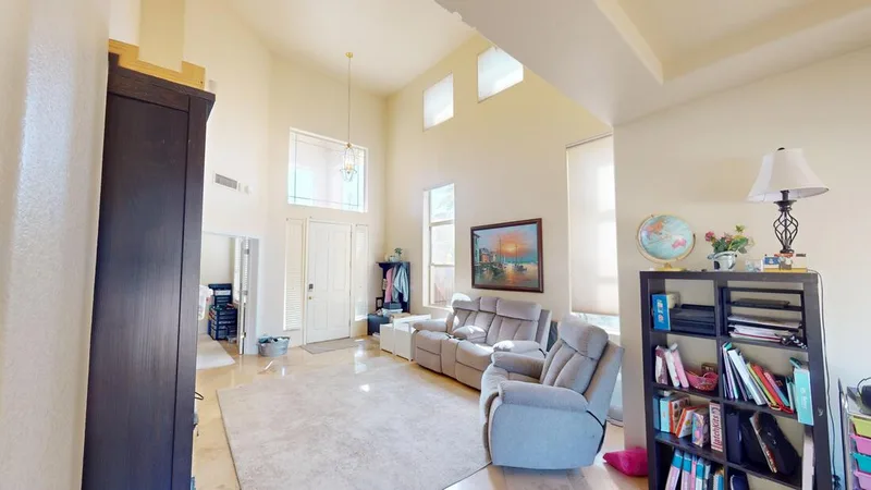 High ceiling over living room